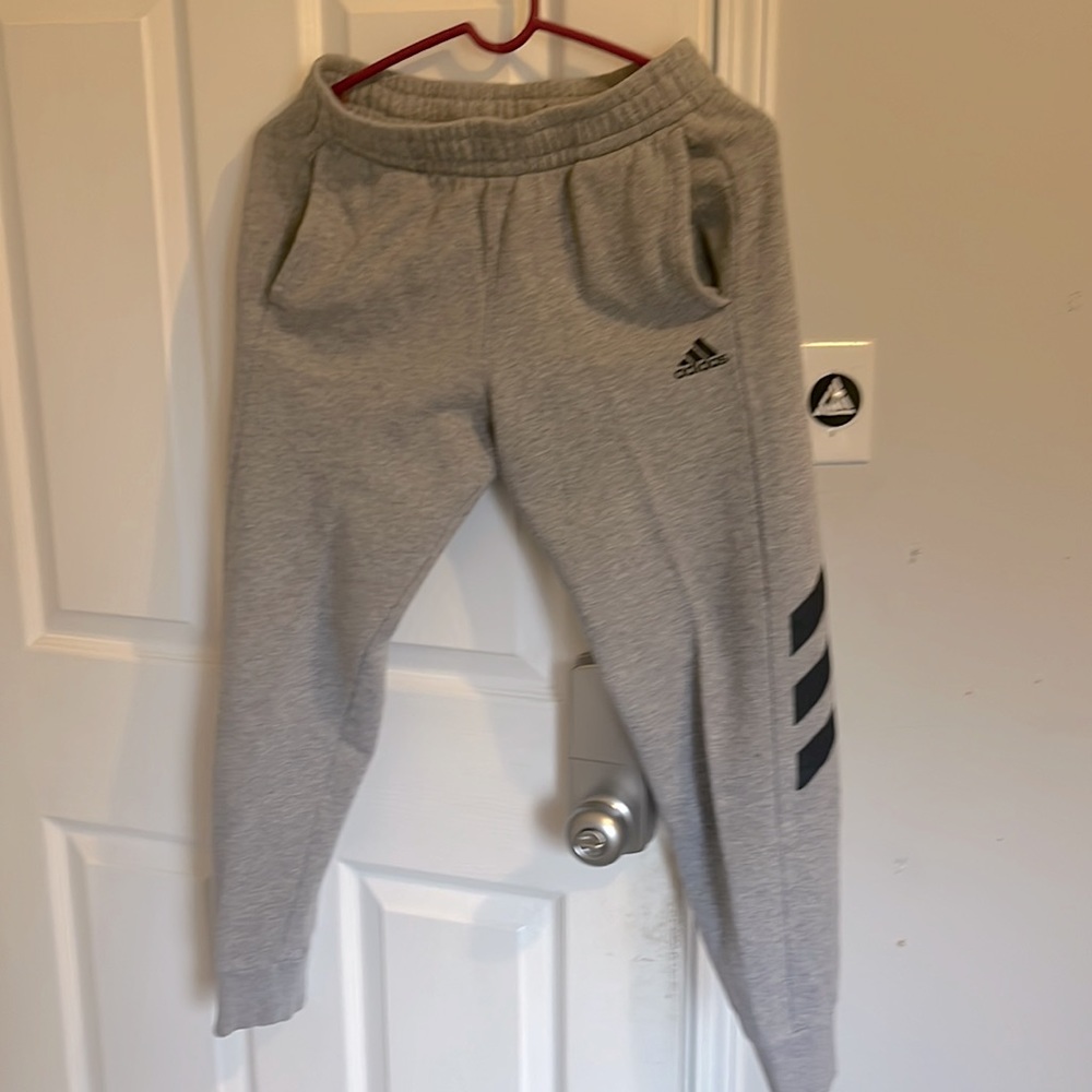 boys gray Adidas joggers size large(14-16).